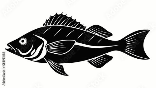 Rockfish fish vector silhouette black illustration on white background