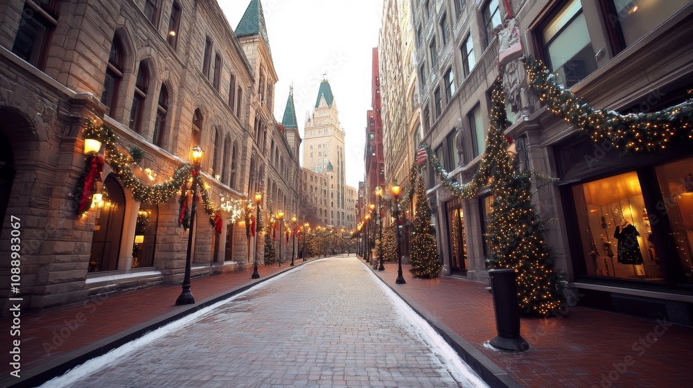 Fototapeta premium Christmas shopping rush exclusive discounts on high-end fashion