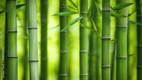 Serene bamboo grove in a lush green forest nature photography tranquil environment close-up viewpoint