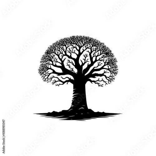 Baobab Tree Silhouette Vector Art photo