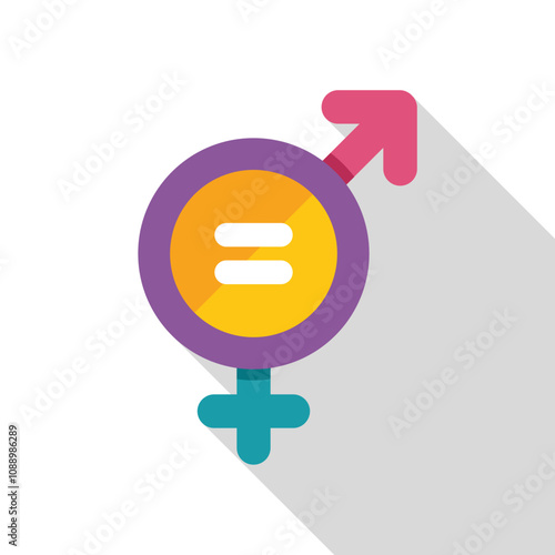 Gender equality symbol showing equal rights between female and male genders, promoting fairness and inclusivity