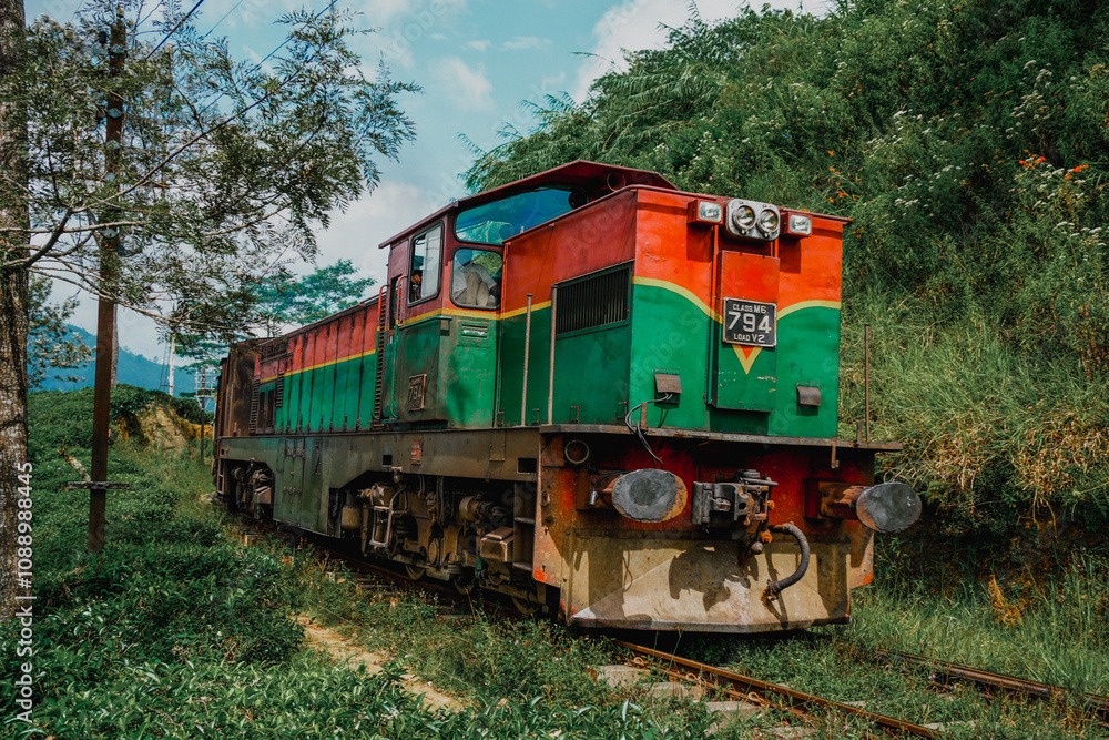 Hill Country Diesel Train on the railway, Sri Lanka Hill Country Diesel Train on the railway, Sri Lanka