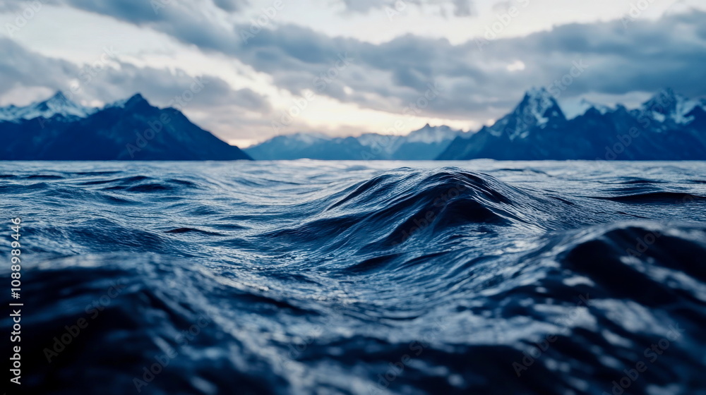 Rolling waves and dark clouds over a stormy ocean, capturing the untamed nature of the sea Rolling waves and dark clouds over a stormy ocean, capturing the untamed nature of the sea