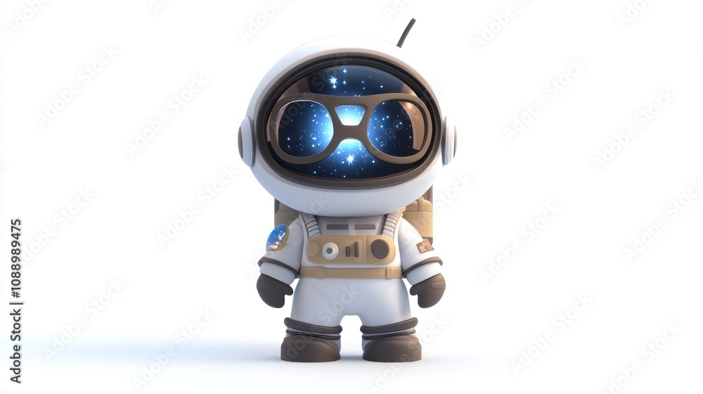 A cute astronaut figure with a starry visor, symbolizing exploration and adventure. A cute astronaut figure with a starry visor, symbolizing exploration and adventure.