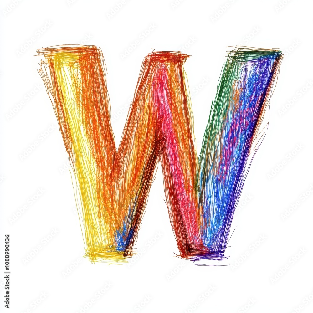 A colorful, sketched letter A colorful, sketched letter
