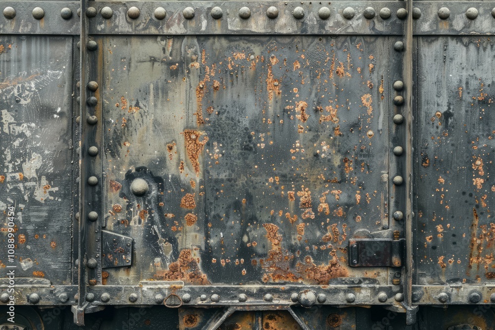 Photo of Side view of rust metal wall of railway wagon side part. Background texture for backdrops or mapping Photo of Side view of rust metal wall of railway wagon side part. Background texture for backdrops or mapping