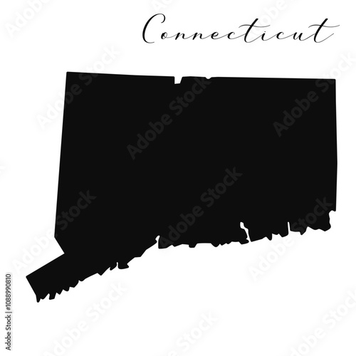Connecticut state isolated black silhouette vector map 