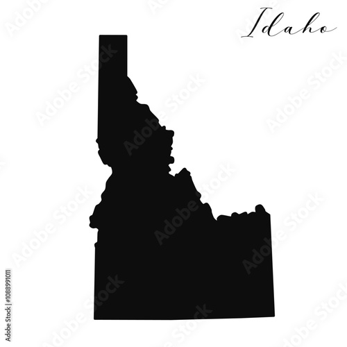 Idaho state isolated black silhouette vector map 