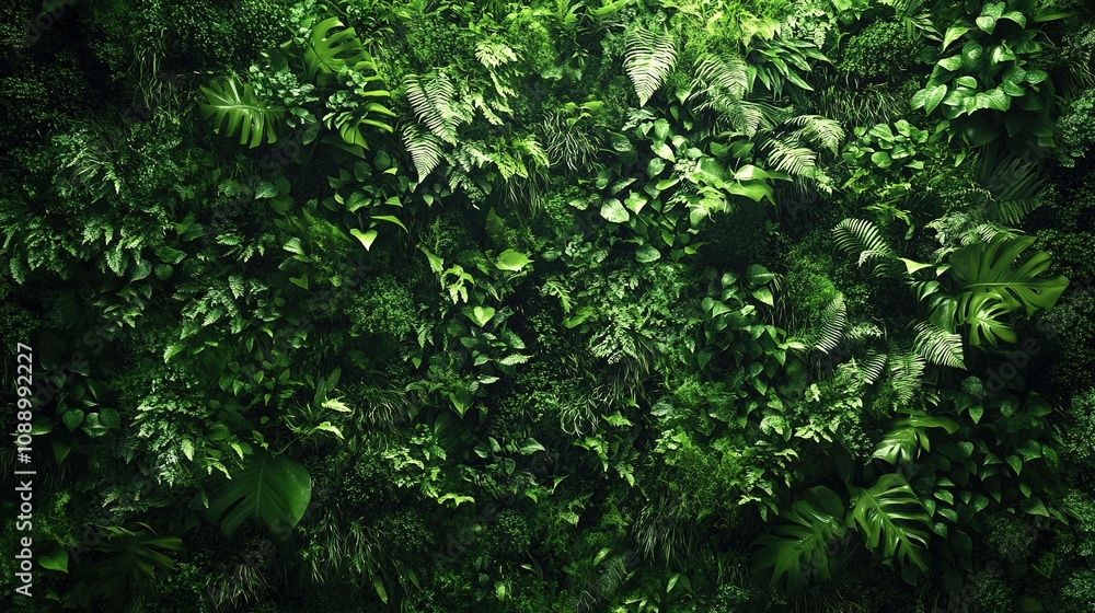 Fototapeta premium Lush greenery wall transformation indoor space eco-friendly design contemporary environment artistic viewpoint sustainable concepts