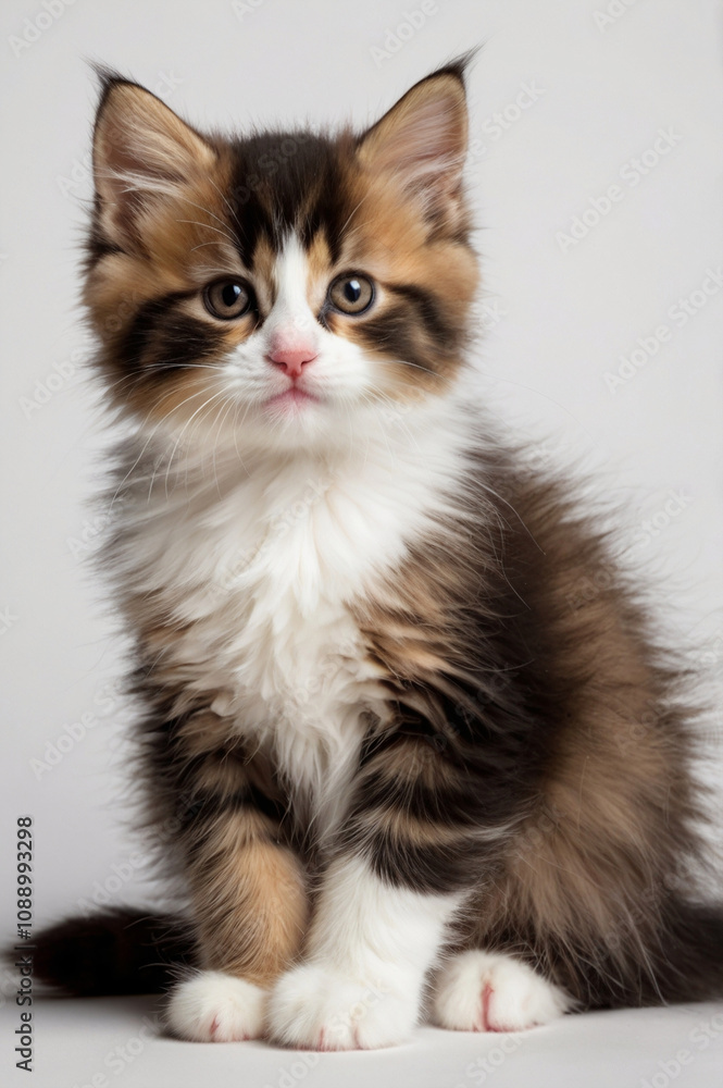 Fototapeta premium Adorable Fluffy Kitten with isolated background