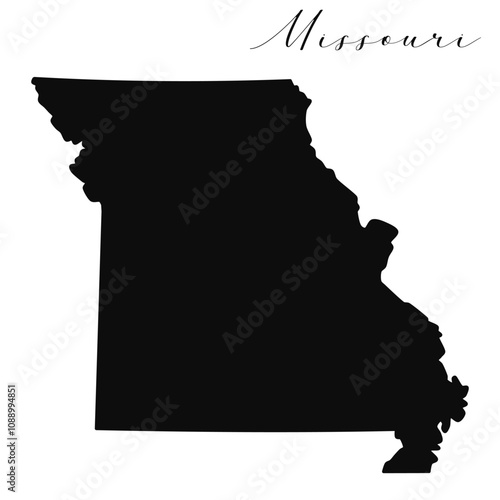 Missouri state isolated black silhouette vector map 