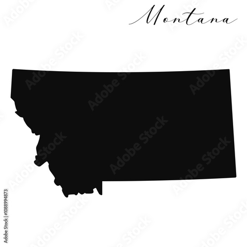 Montana state isolated black silhouette vector map 