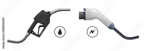 A gun from a gas station and a charger for an electric car