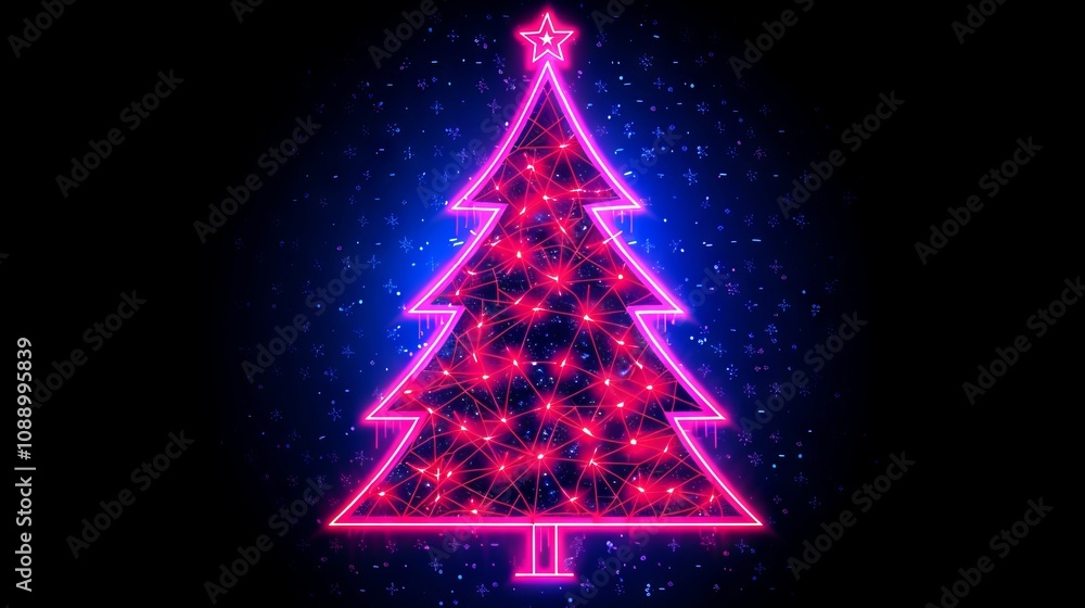 Neon Pink & Blue Christmas Tree Neon Pink & Blue Christmas Tree