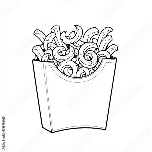 Stunning Curly Fries Illustration – Perfect Spiral Snack Art for Branding & Marketing