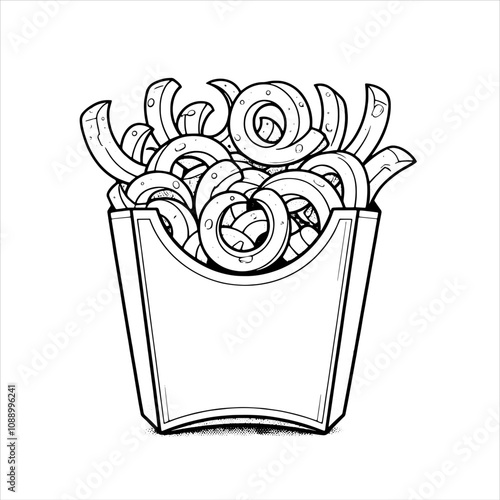 Stunning Curly Fries Illustration – Perfect Spiral Snack Art for Branding & Marketing