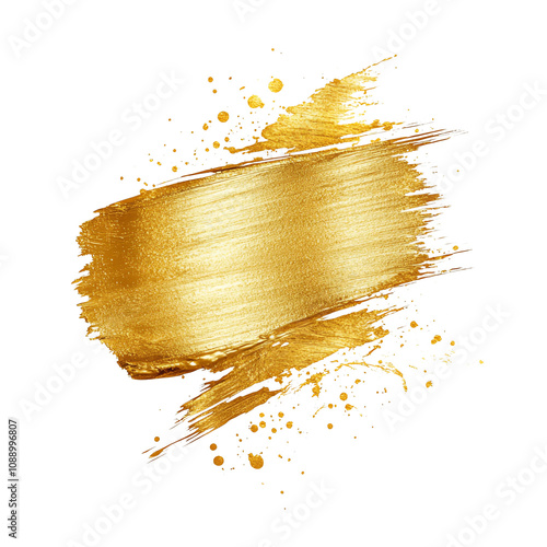 Golden paint splash with vibrant texture on a black background, perfect for artistic or luxurious designs.
