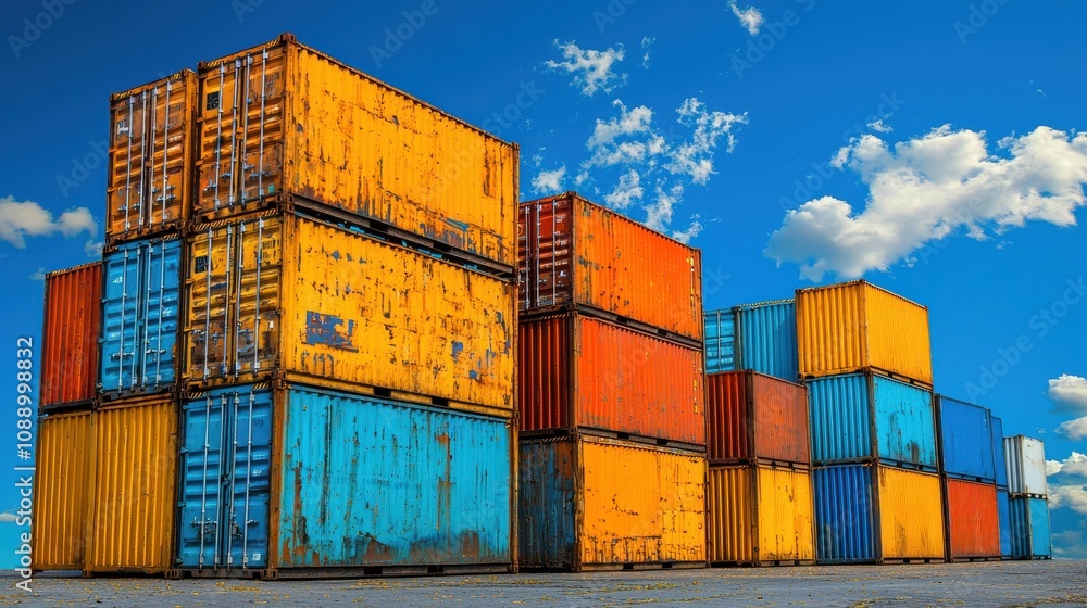 Fototapeta premium Enhancing shipping containers with iot devices a smart solution for global logistics and supply chain management