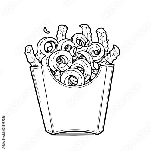 Stunning Curly Fries Illustration – Perfect Spiral Snack Art for Branding & Marketing