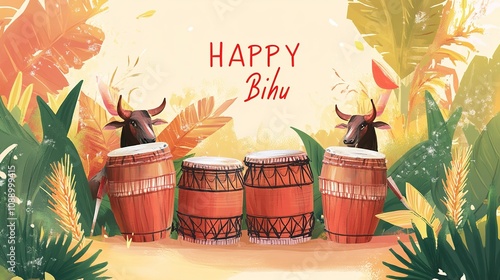 Happy Bihu- Religious holiday festival of Assamese New Year. photo