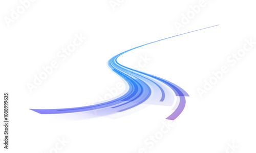 Dark blue abstract background with neon glow, blurry light lines, waves. Abstract image of speed motion on the road. Speed, wavy, swirl,curve,speedy,vector.