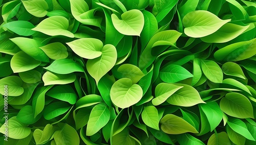Lush Green Leaves Abundant Natural Foliage Background