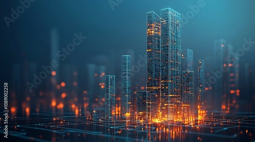 Wallpaper Mural Futuristic Holographic Corporate Tower Symbolizing Tech Driven Global Business Empire Torontodigital.ca