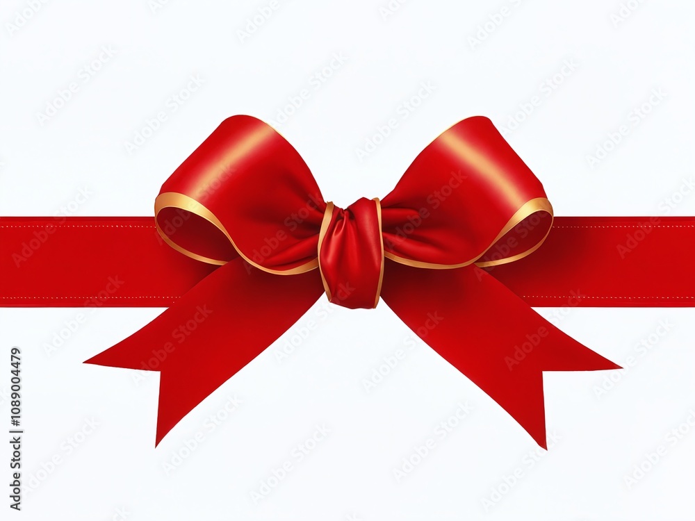 Bright red ribbon with a bow on white background Bright red ribbon with a bow on white background