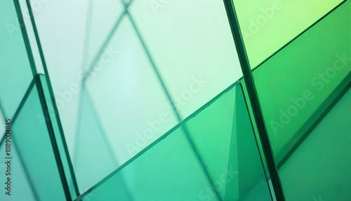 Abstract glass with diagonal lines and green accents photo