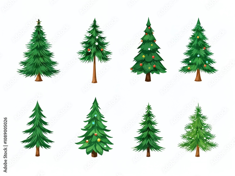 Various styles of Christmas trees displayed in a grid format showcasing seasonal decorations and greenery Various styles of Christmas trees displayed in a grid format showcasing seasonal decorations and greenery