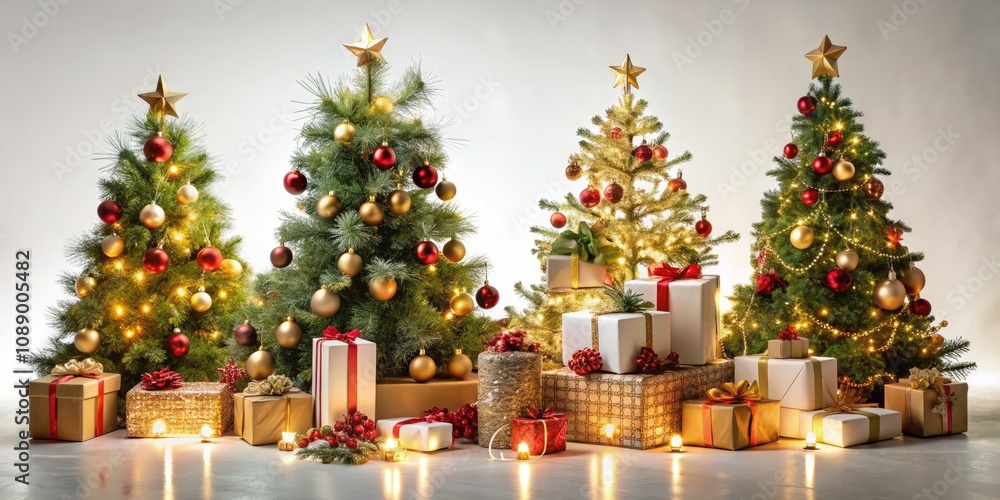 Urban Exploration Christmas: Festive Trees, Gifts, and Decorations on a White Background for Holiday Cheer Urban Exploration Christmas: Festive Trees, Gifts, and Decorations on a White Background for Holiday Cheer