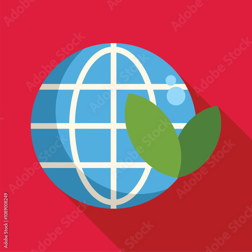Globe with green leaves symbolizing environmental protection and sustainability initiatives