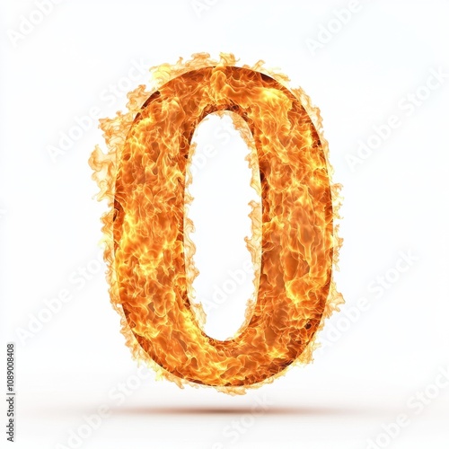 A fiery number zero, designed with flames, symbolizes intensity and energy.