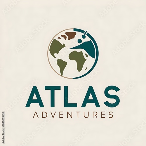 Atlas Adventures Logo Featuring A Stylized World Map photo