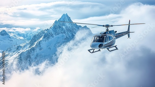 Luxury christmas helicopter tour over snowy mountains scenic adventure aerial view unforgettable experience photo