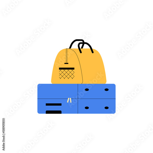 Backpack On Luggage In Flat Vector Illustration Symbolizing Travel, Adventure, And Outdoor Exploration, Isolated On White Background