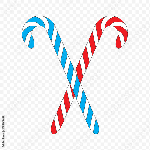 Christmas candy cane wave line with red and white striped. Xmas line with striped candy lollipop pattern. Christmas and new year element. Vector illustration isolated on transparent background. eps 10