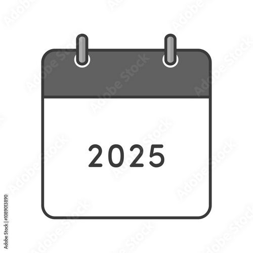 シンプルな西暦2025年のカレンダーのアイコン - 暦のイラストや年間計画のイメージ素材