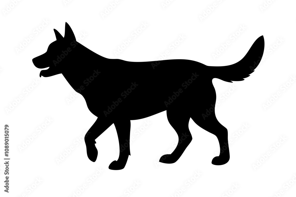 Dog silhouette. Vector silhouette of dog on white background. Dog silhouette. Vector silhouette of dog on white background.