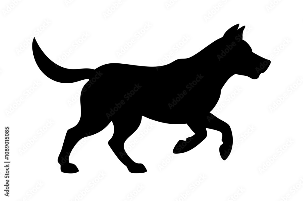 Dog silhouette. Vector silhouette of dog on white background. Dog silhouette. Vector silhouette of dog on white background.
