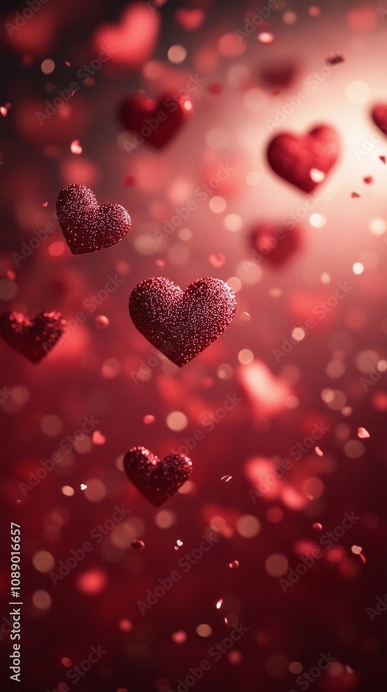 red background with lots of small hearts floating around red background with lots of small hearts floating around