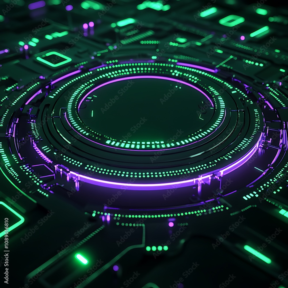 Vibrant Futuristic Digital Circuit Board Design with Neon Purple and Green Elements for Technology and Innovation Backgrounds Vibrant Futuristic Digital Circuit Board Design with Neon Purple and Green Elements for Technology and Innovation Backgrounds