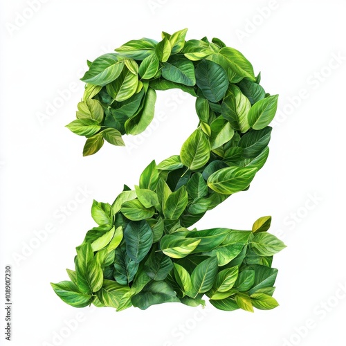 A stylized number "2" made of various green leaves, symbolizing nature and growth.
