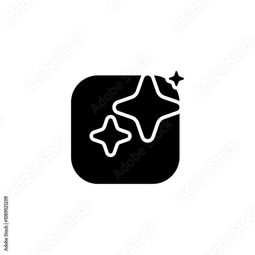 Ai generated icon. Simple solid style. AI star and square, artificial intelligence, computer help assistant, technology concept. Black silhouette, glyph symbol. Vector illustration isolated.