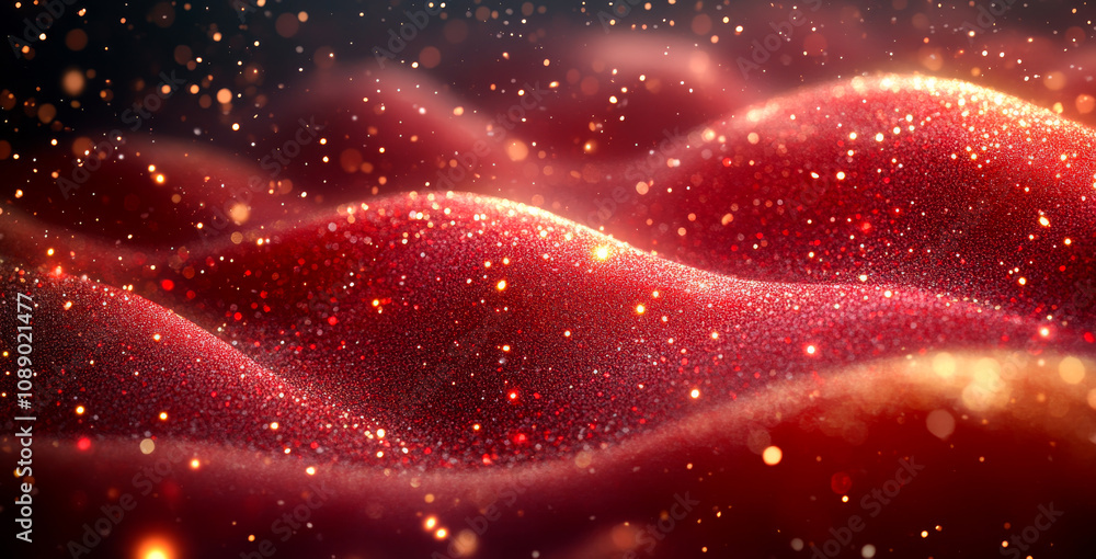 A red and gold background with a red and gold wave. The wave is made of glitter and it looks like it's glowing A red and gold background with a red and gold wave. The wave is made of glitter and it looks like it's glowing
