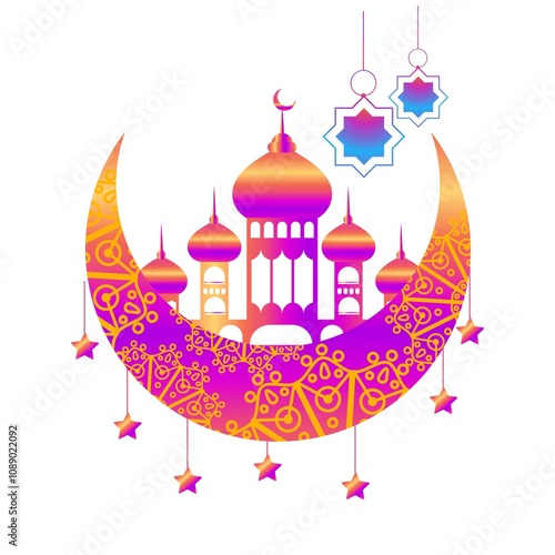 Crescent Moon and Lantern Artworks Elegant Ramadan and Eid Celebration Designs