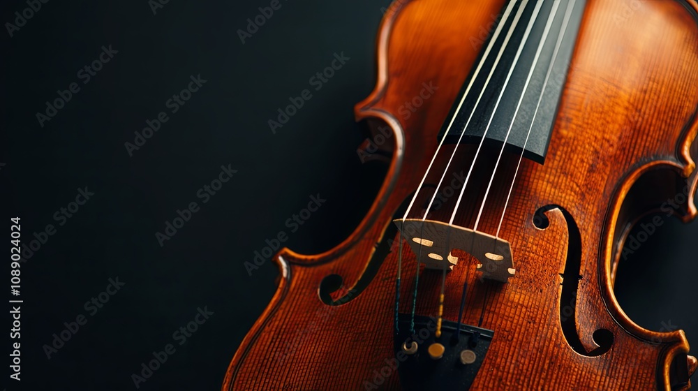 Fototapeta premium Close Up of a Violin with F-Holes and Strings