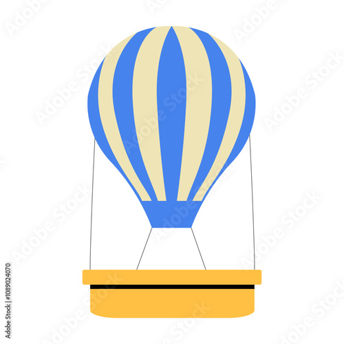 Hot Air Balloon In Flat Vector Illustration Symbolizing Adventure, Travel, And Scenic Flights, Isolated On White Background