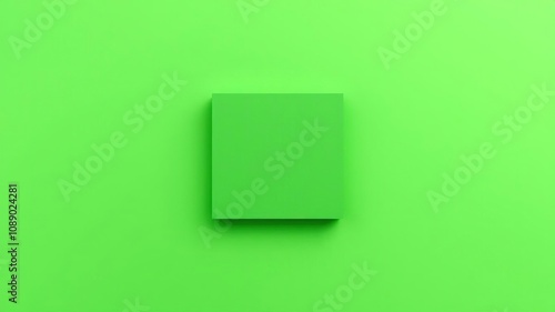 A single large square shape on an abstract green background surrounded by empty space emphasizing its simplicity, square, modern