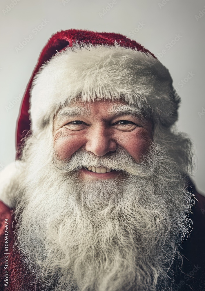 Santa Claus smiling warmly with his eyes looking at us. Christmas or New Year design. Santa Claus smiling warmly with his eyes looking at us. Christmas or New Year design.